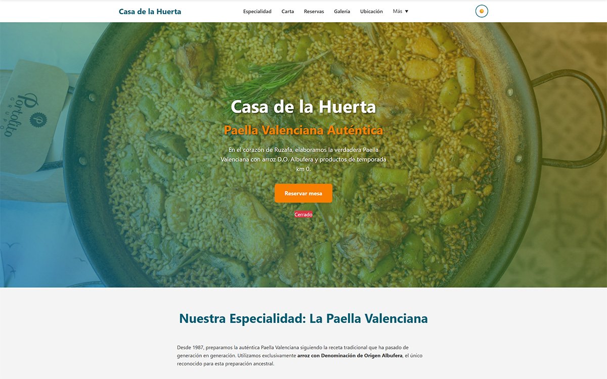 Sitio web para restaurante tradicional en Valencia — Casa de la Huerta