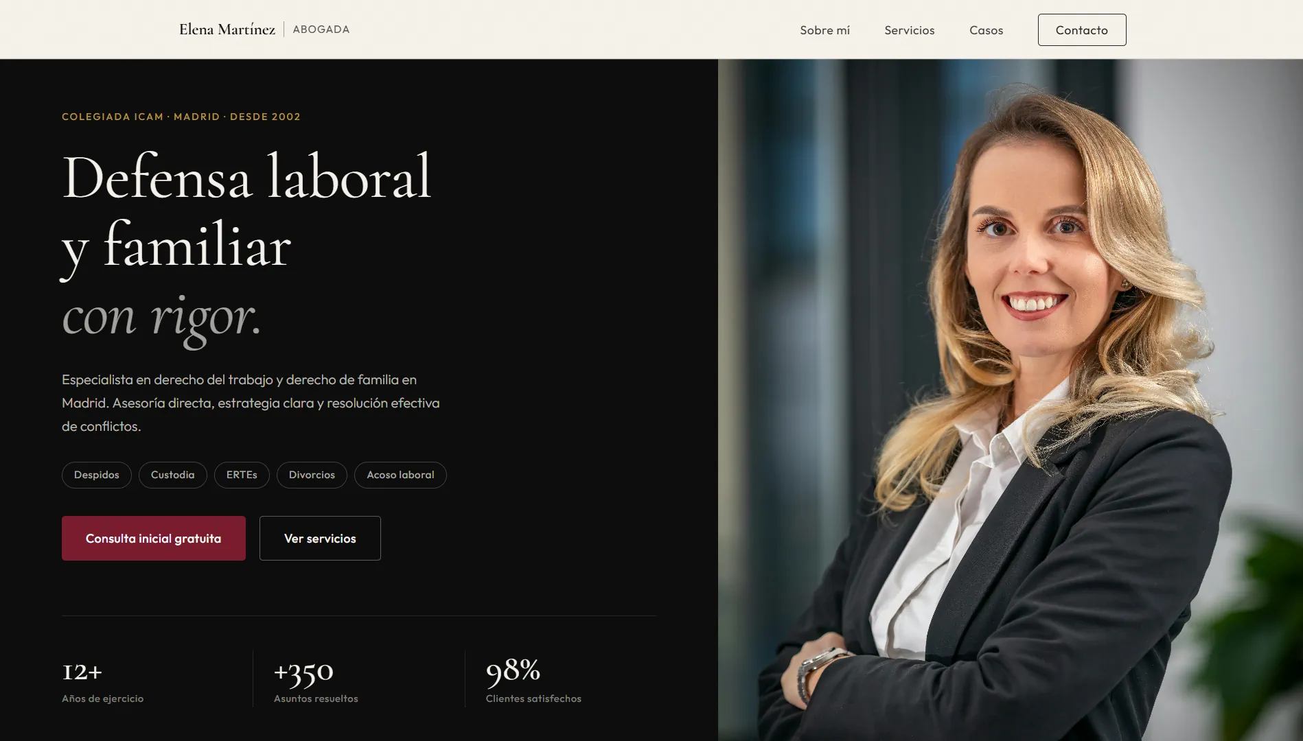Ejemplo de web para abogado en Madrid — Mi Web Corporativa