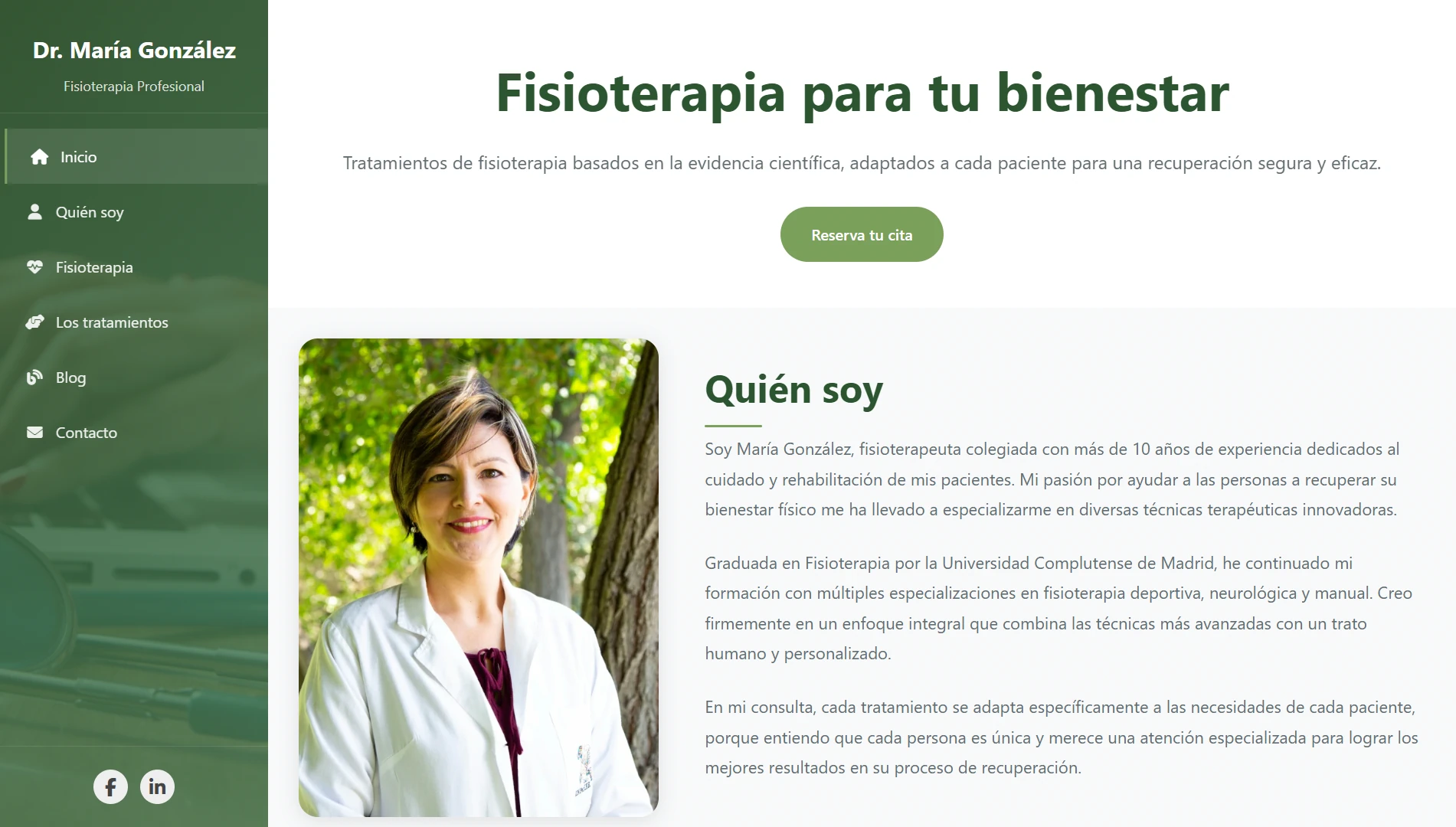 Ejemplo de web para fisioterapeuta en Madrid — Mi Web Corporativa