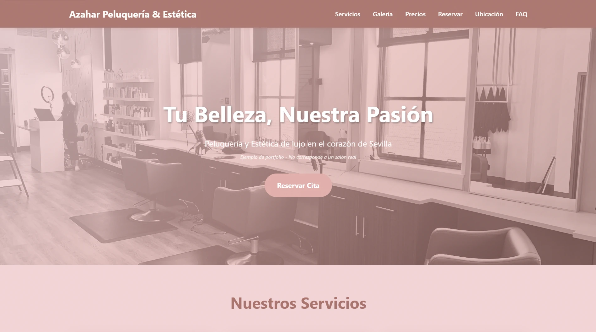 Ejemplo de web para peluquería en Sevilla — Mi Web Corporativa